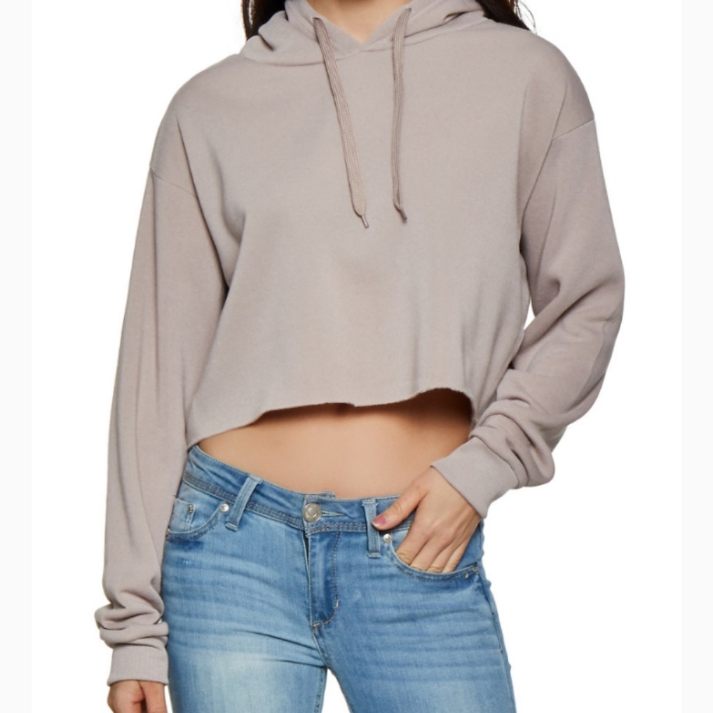 Gray Cropped Hoodie